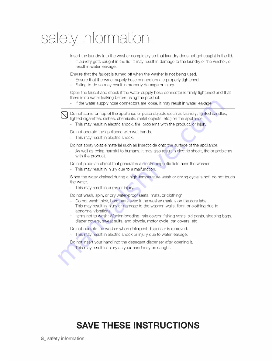 Samsung WA50F9A6DSW/A2 User Manual Download Page 8