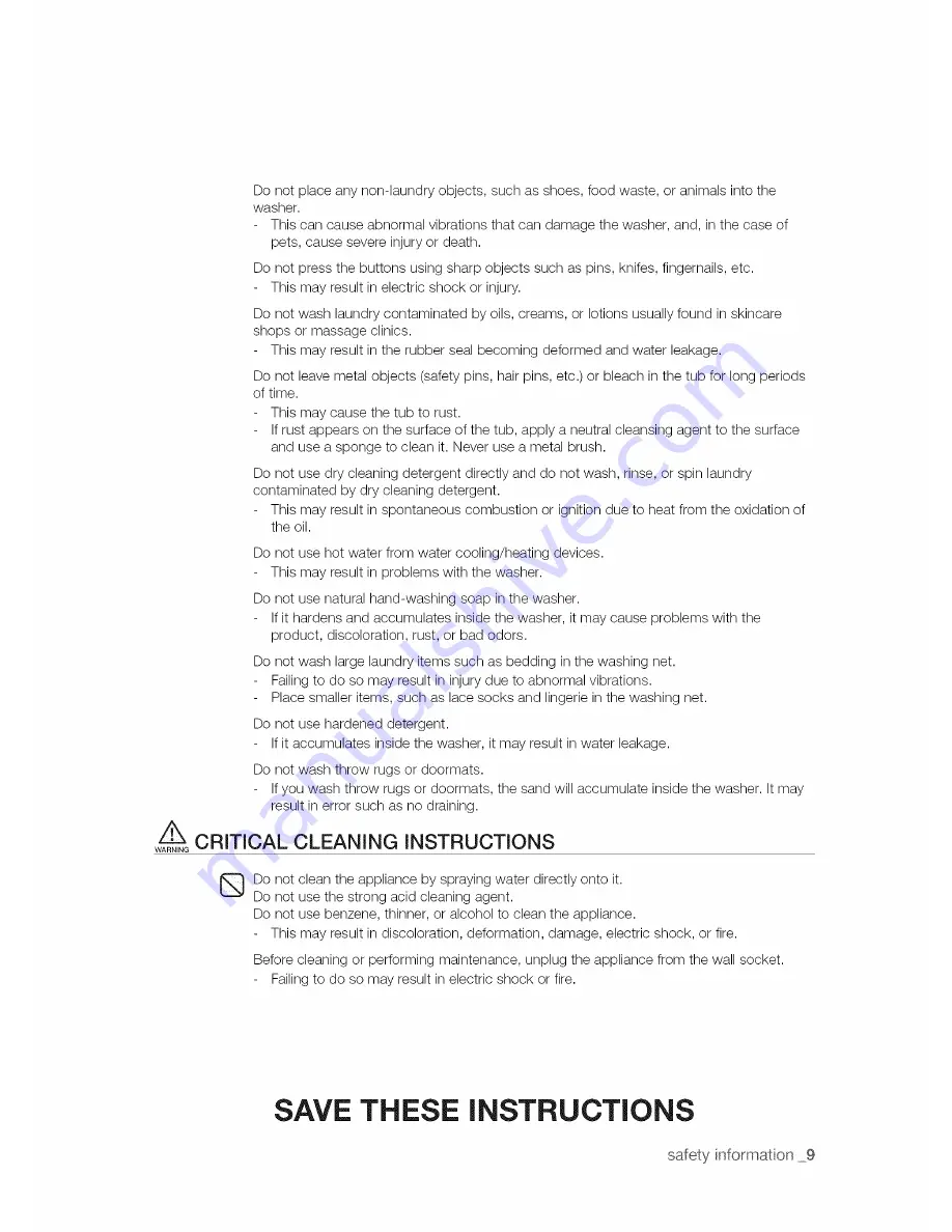 Samsung WA50F9A6DSW/A2 User Manual Download Page 9