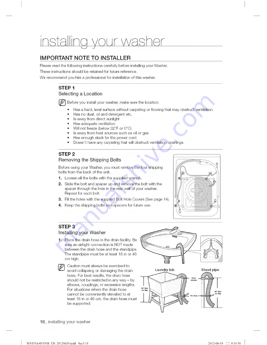 Samsung WF435A Series User Manual Download Page 18