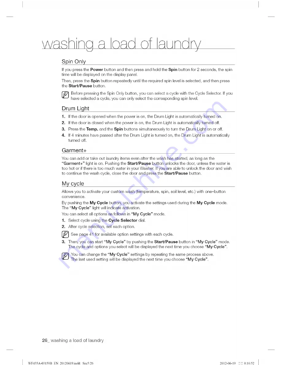 Samsung WF435A Series User Manual Download Page 26