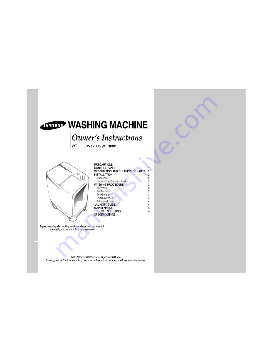 Samsung WT7100 Owner'S Instructions Manual Download Page 1