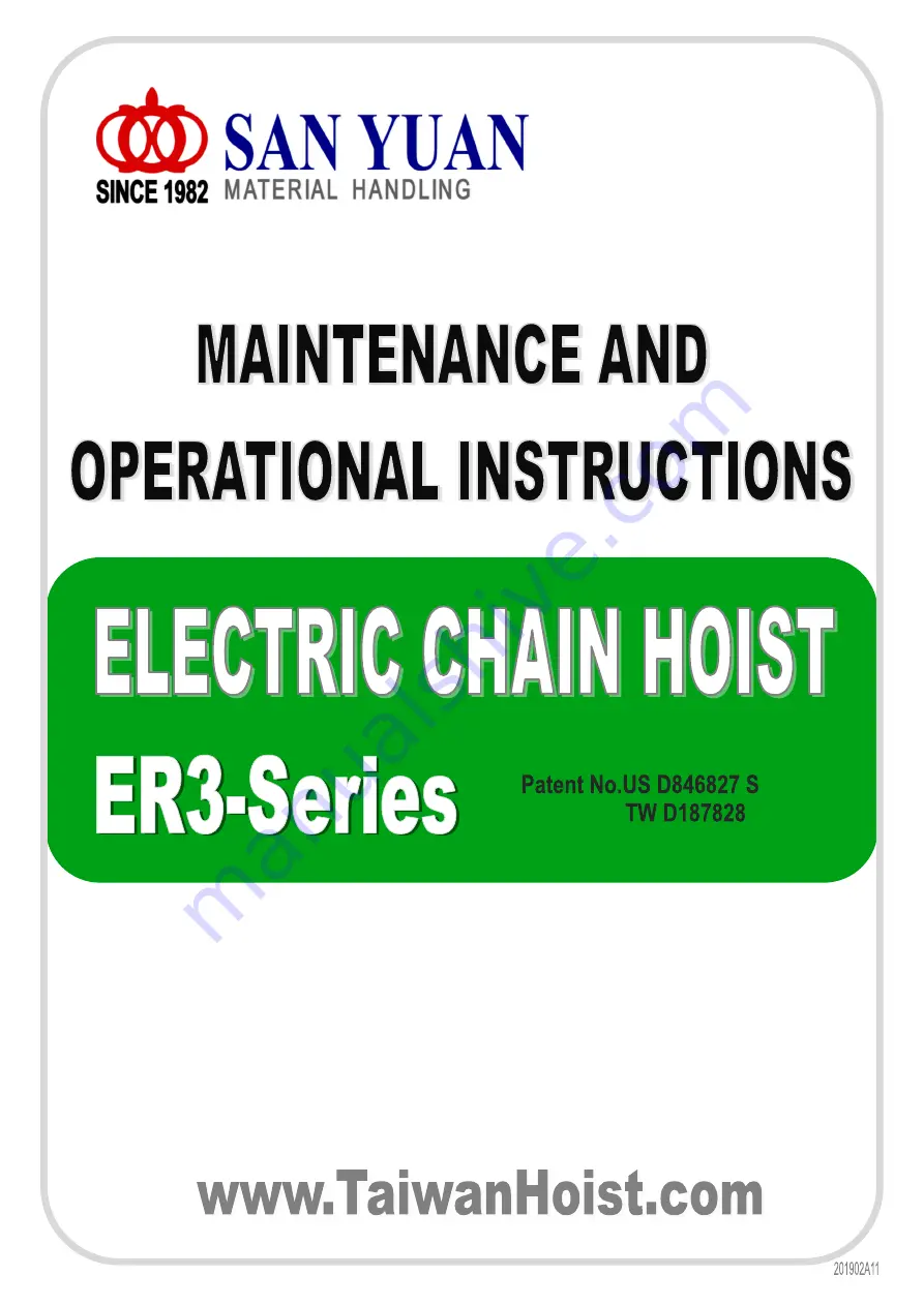 SAN YUAN ER3 Series Maintenance And Operational Instructions Download Page 1