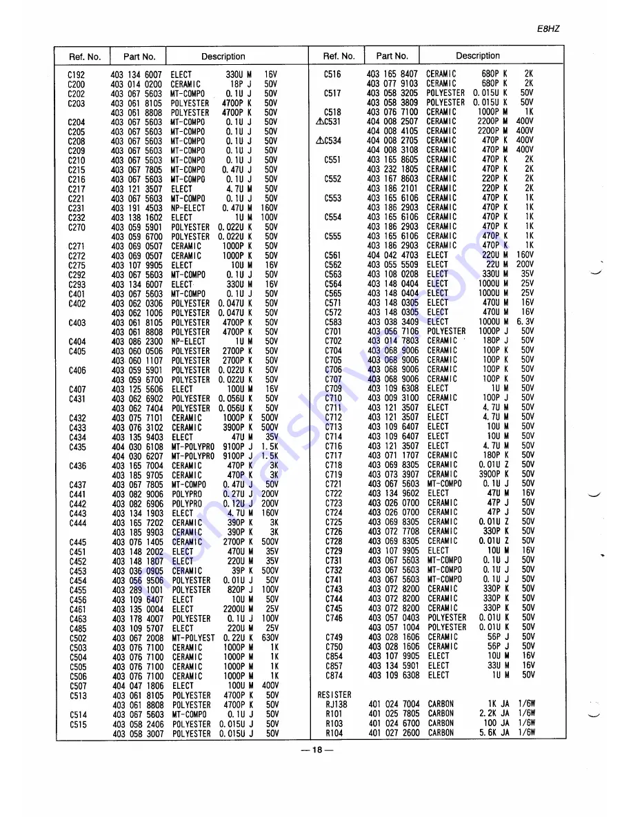 Sanyo Denki C20ZE70 Service Manual Download Page 18