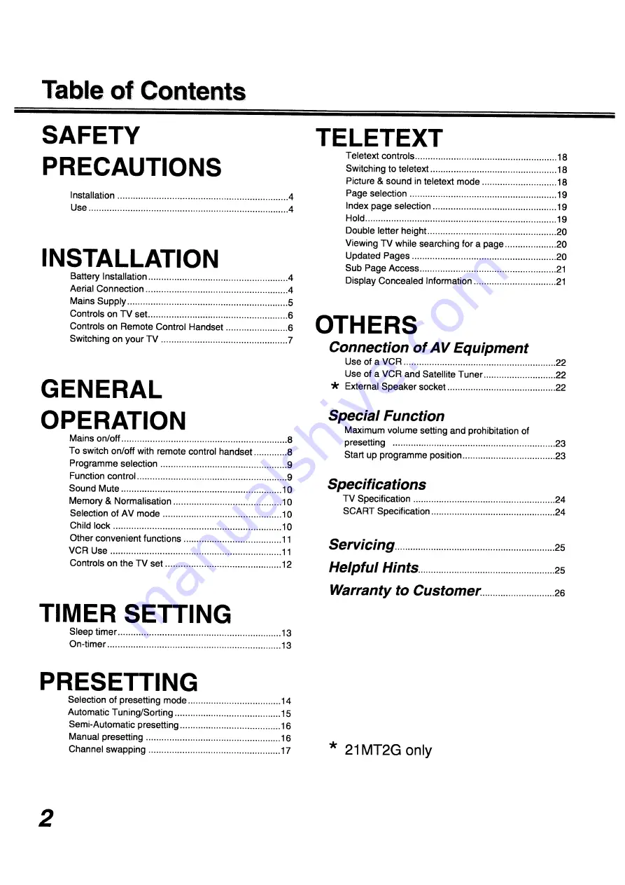 Sanyo 14MT2 Instruction Manual Download Page 2