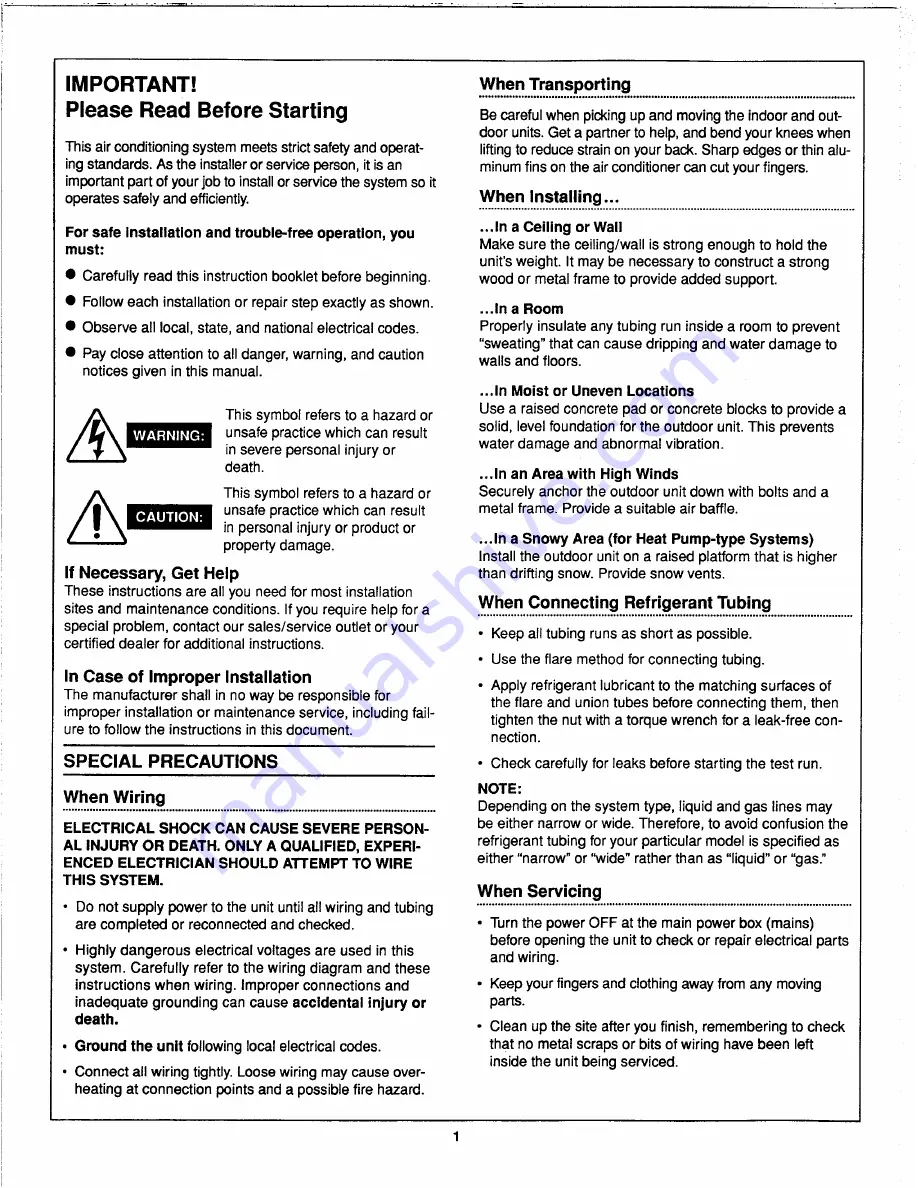 Sanyo CH1232 Installation Instructions Manual Download Page 2