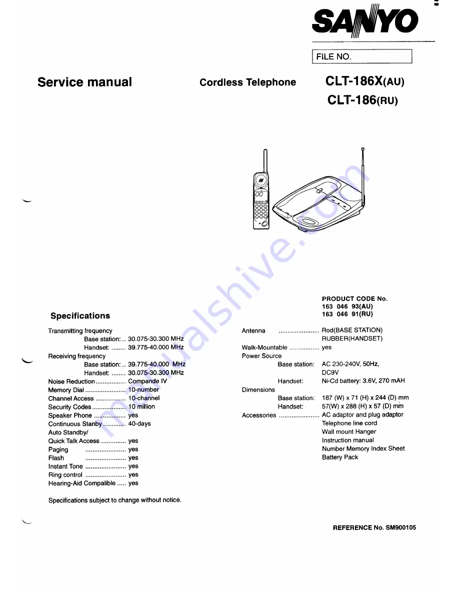 Sanyo CLT-186 Service Manual Download Page 1