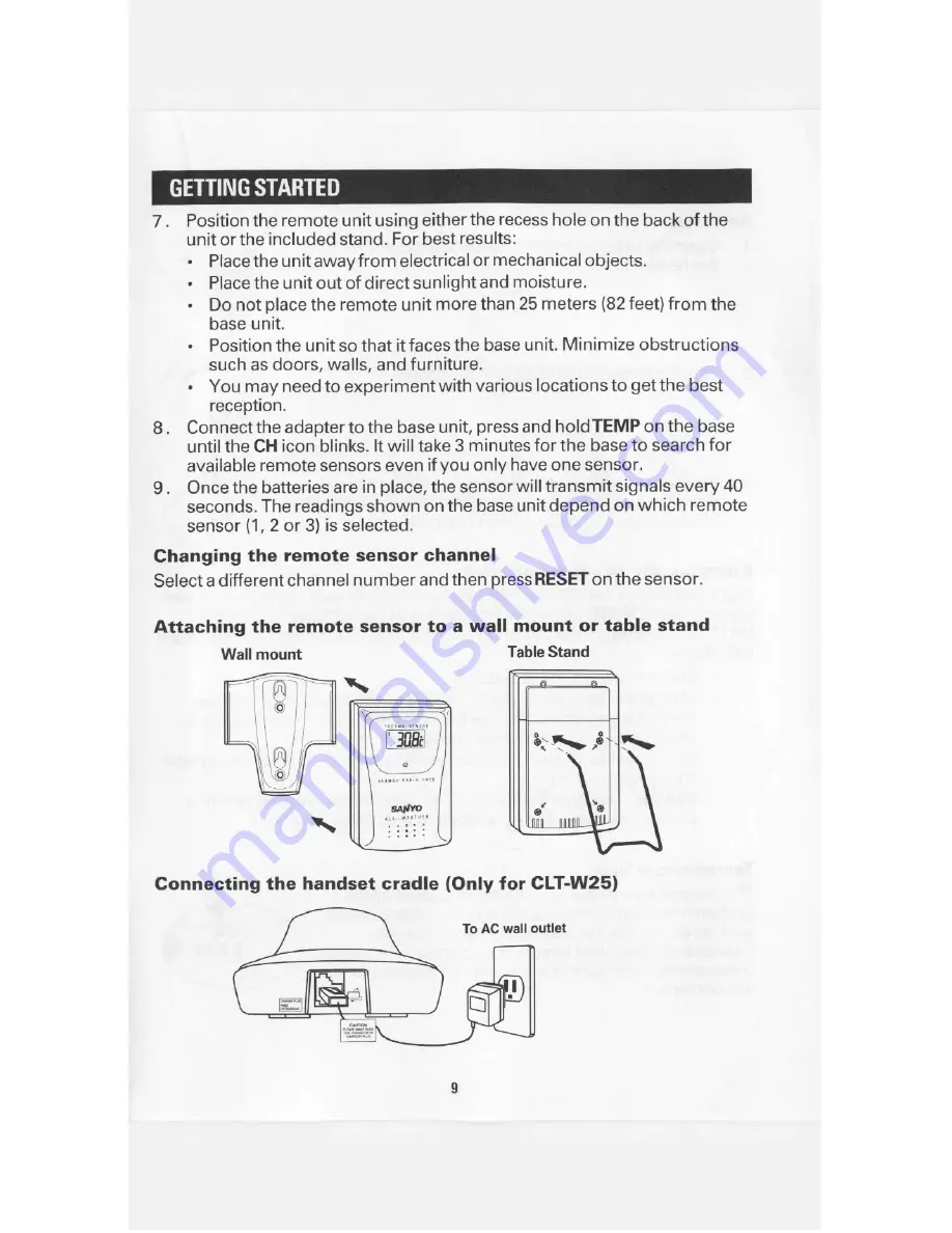 Sanyo CLT-W20 Скачать руководство пользователя страница 9