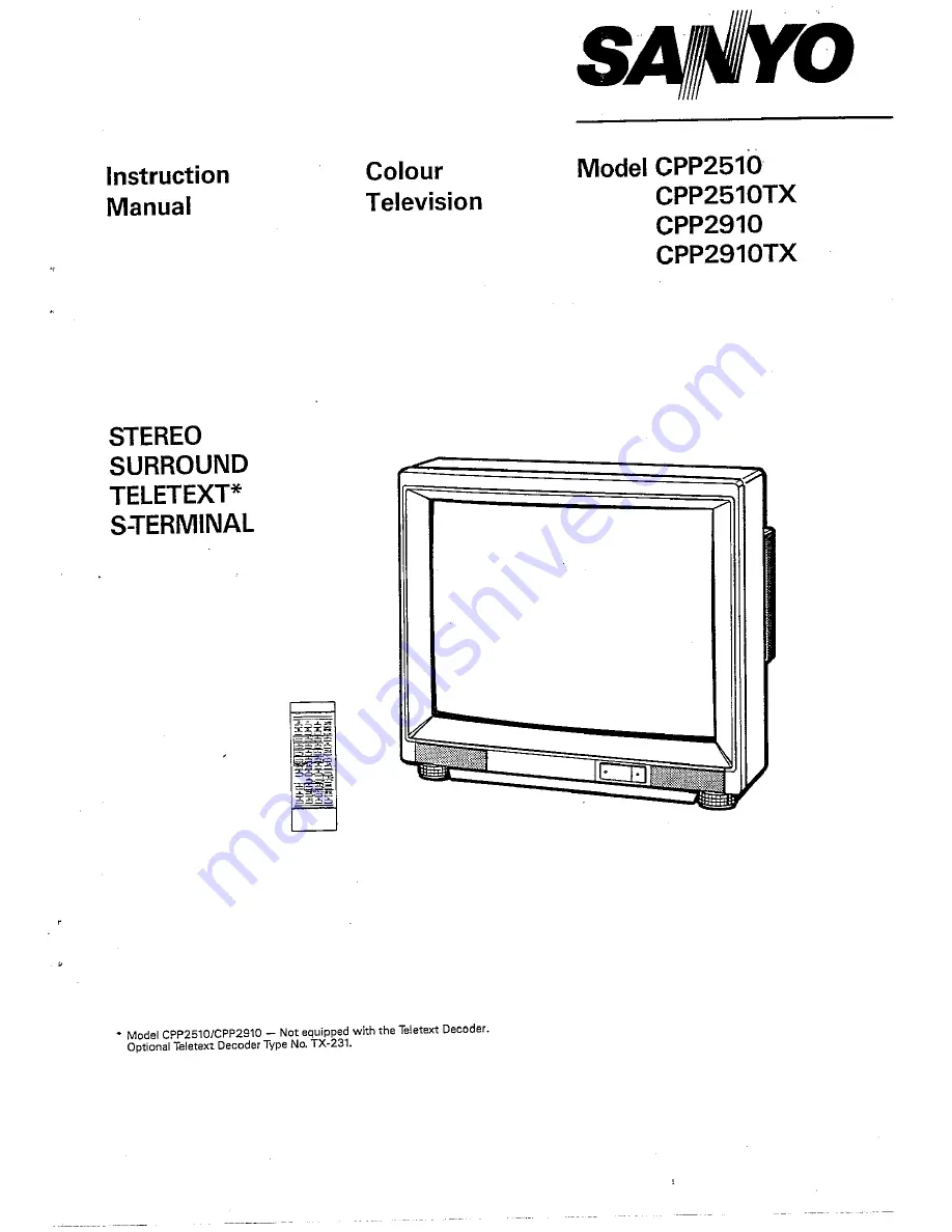 Sanyo CPP2510 Скачать руководство пользователя страница 1