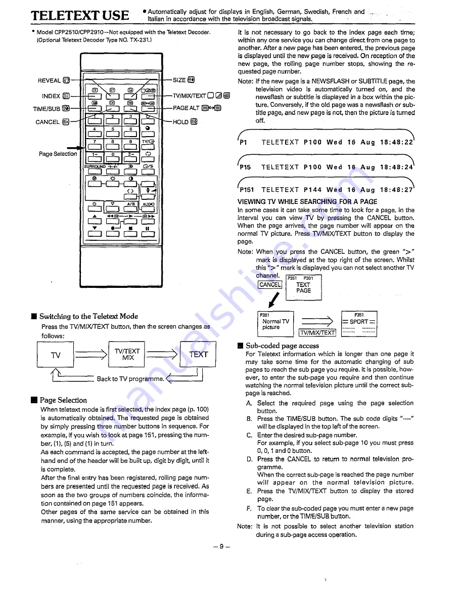 Sanyo CPP2510 Instruction Manual Download Page 10