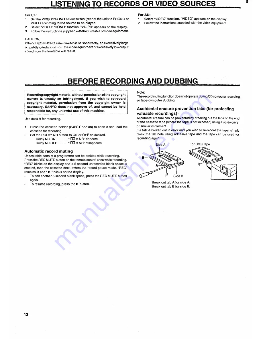 Sanyo DC-F300 Instruction Manual Download Page 14