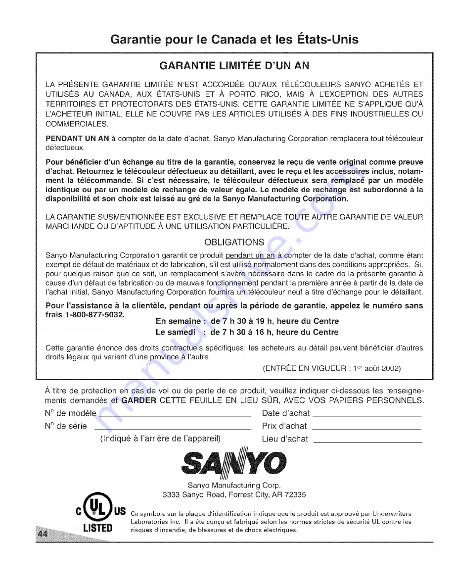 Sanyo DS27820 Owner'S Manual Download Page 44