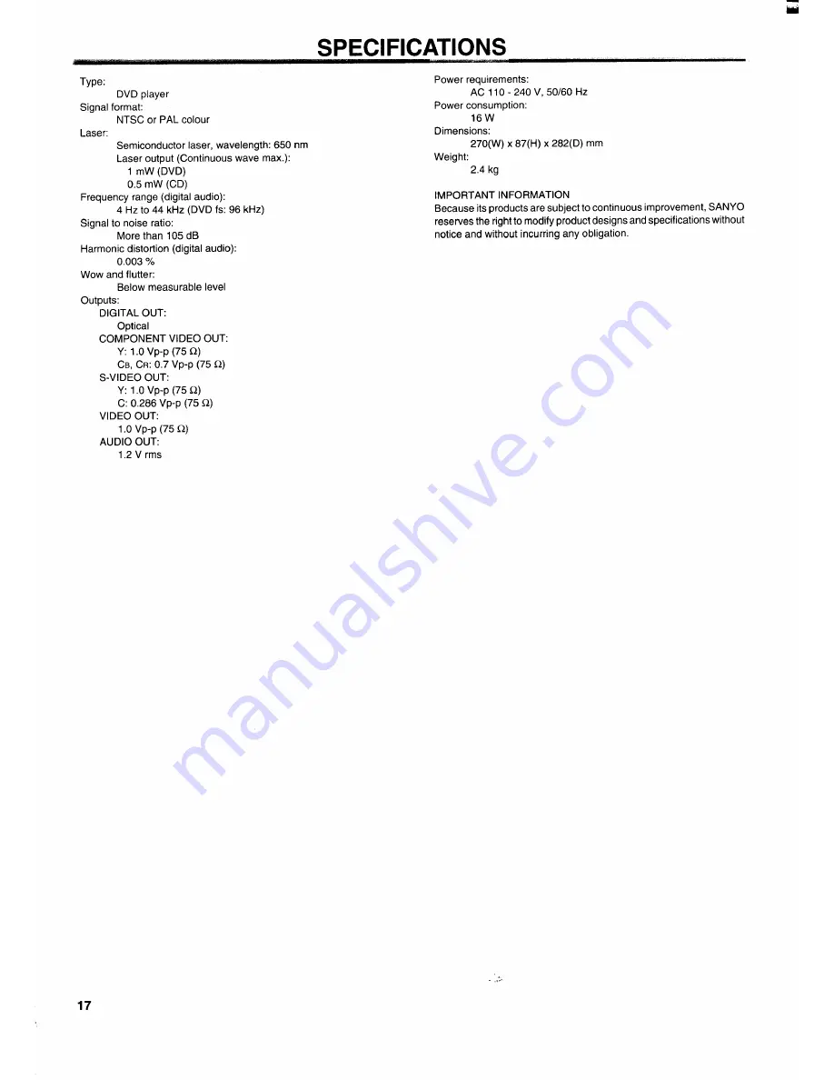 Sanyo DVD-5100 Instruction Manual Download Page 18