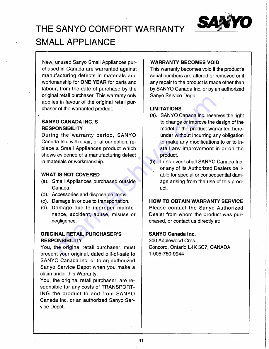 Sanyo ECJ-AC4C Instruction Manual Download Page 15