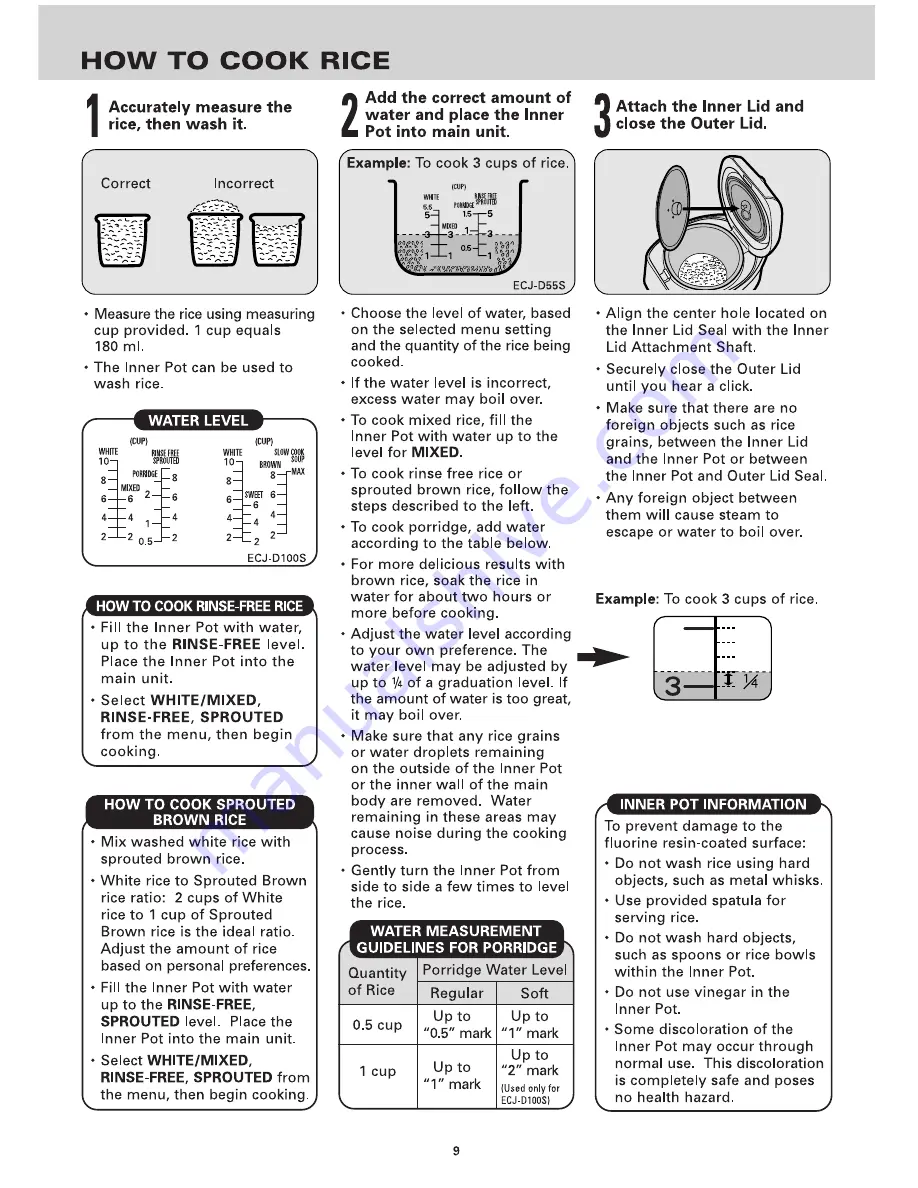 Sanyo ECJ-D100S - 10 Cup MICOM Rice Cooker Instruction Manual Download Page 9