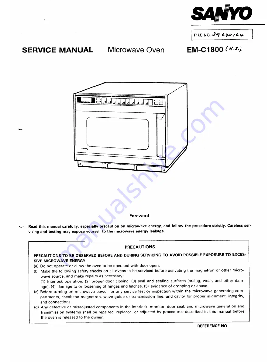 Sanyo EM-C1800 Service Manual Download Page 1