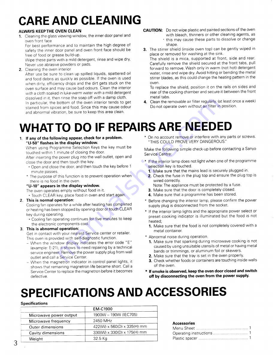 Sanyo EM-C1900 Instructions Manual Download Page 14