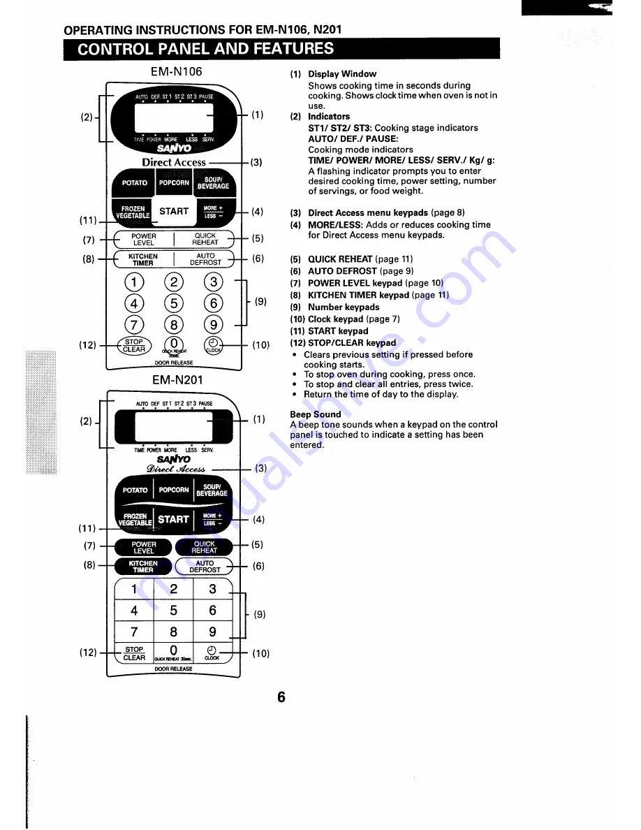 Sanyo EM-M105 Instruction Manual Download Page 8