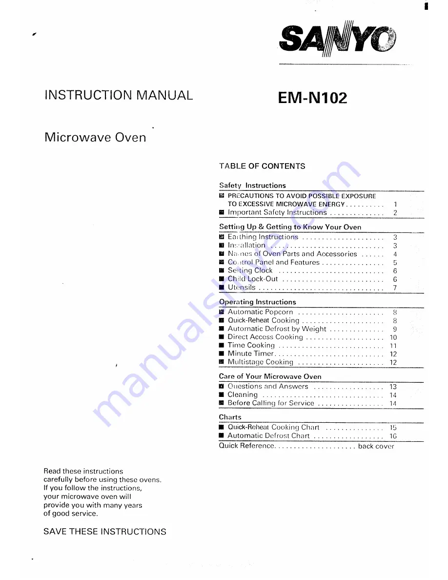 Sanyo EM-N102 Instruction Manual Download Page 1