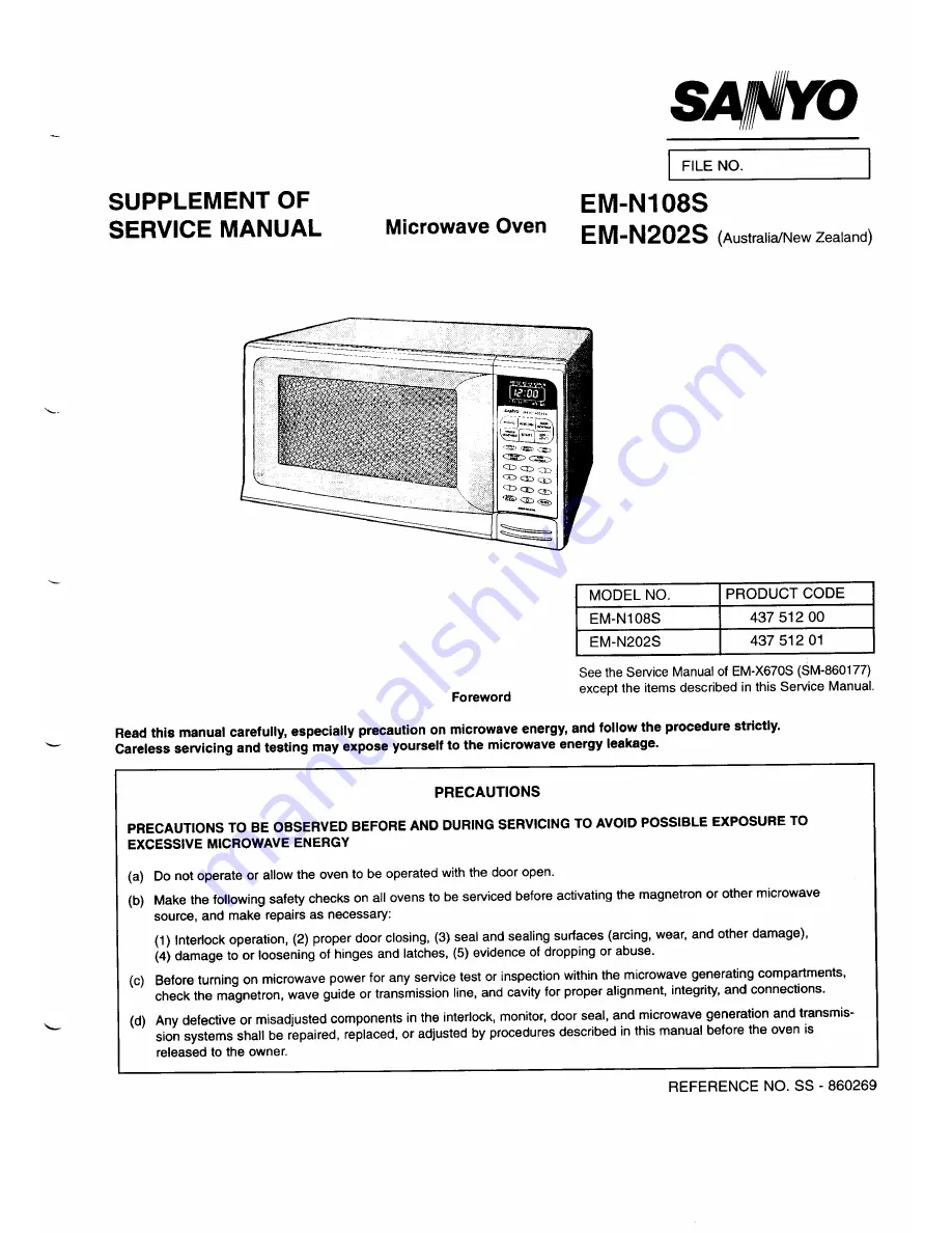 Sanyo EM-N108S Service Manual Download Page 1