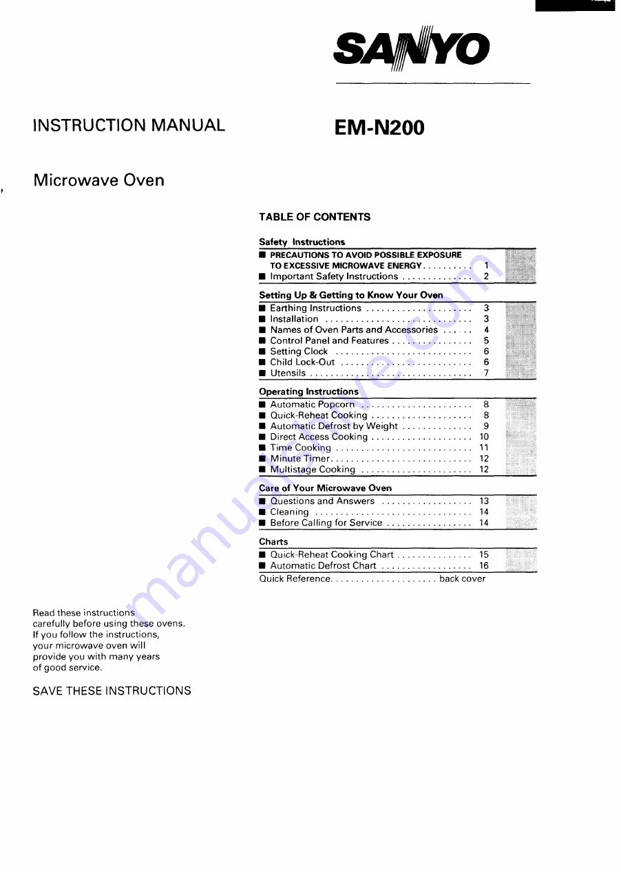 Sanyo EM-N200 Instruction Manual Download Page 1