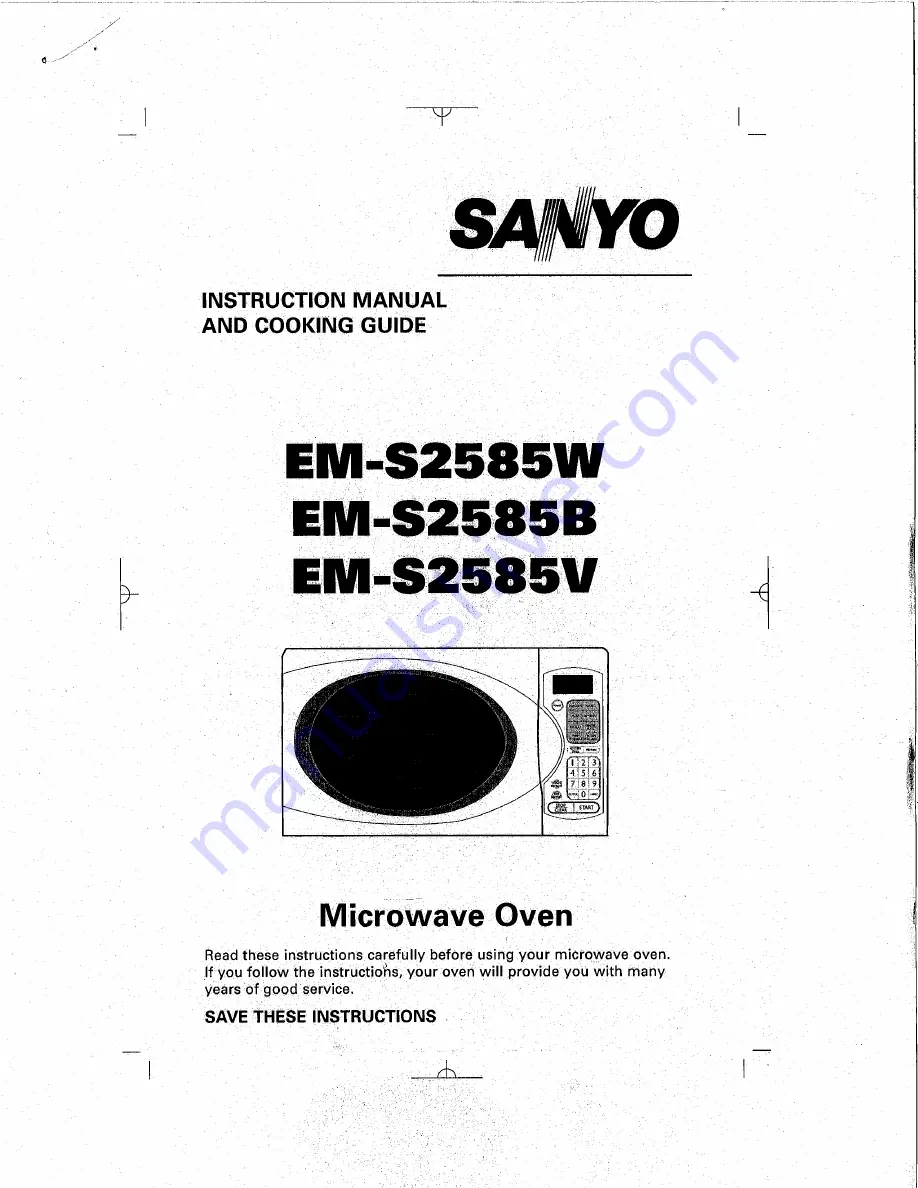 Sanyo EM-S2585B Instruction Manual And Cooking Manual Download Page 1