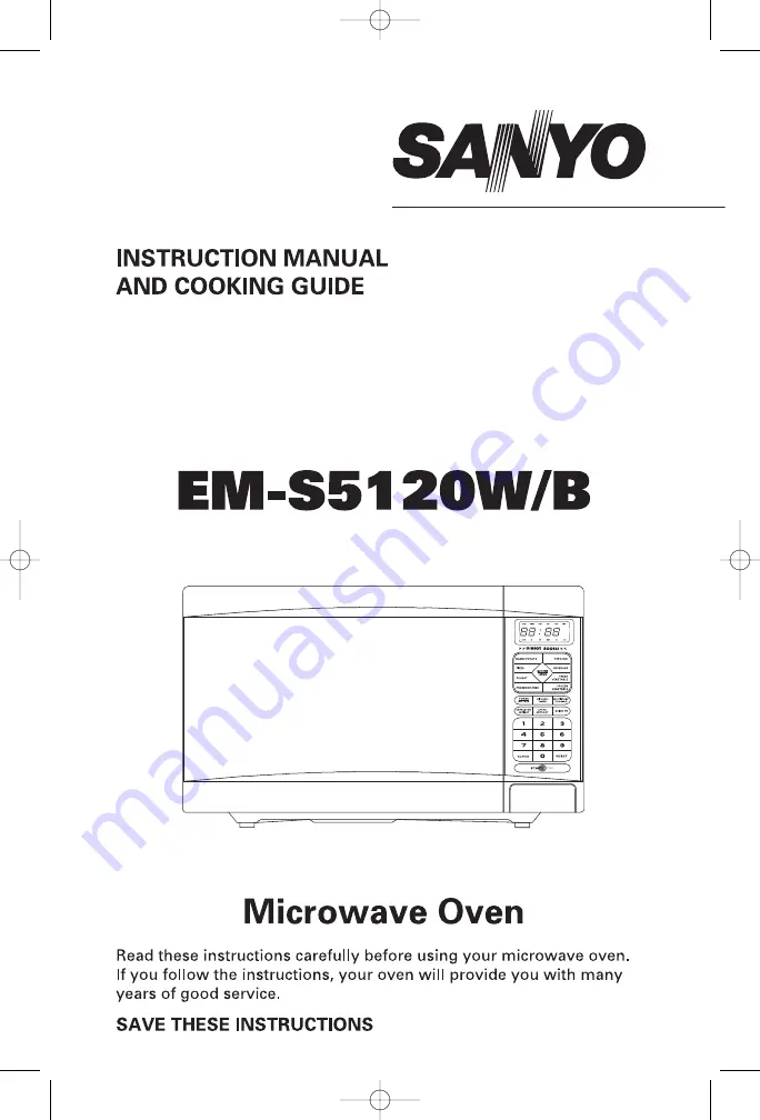 Sanyo EM-S5120B Instruction Manual And Cooking Manual Download Page 1