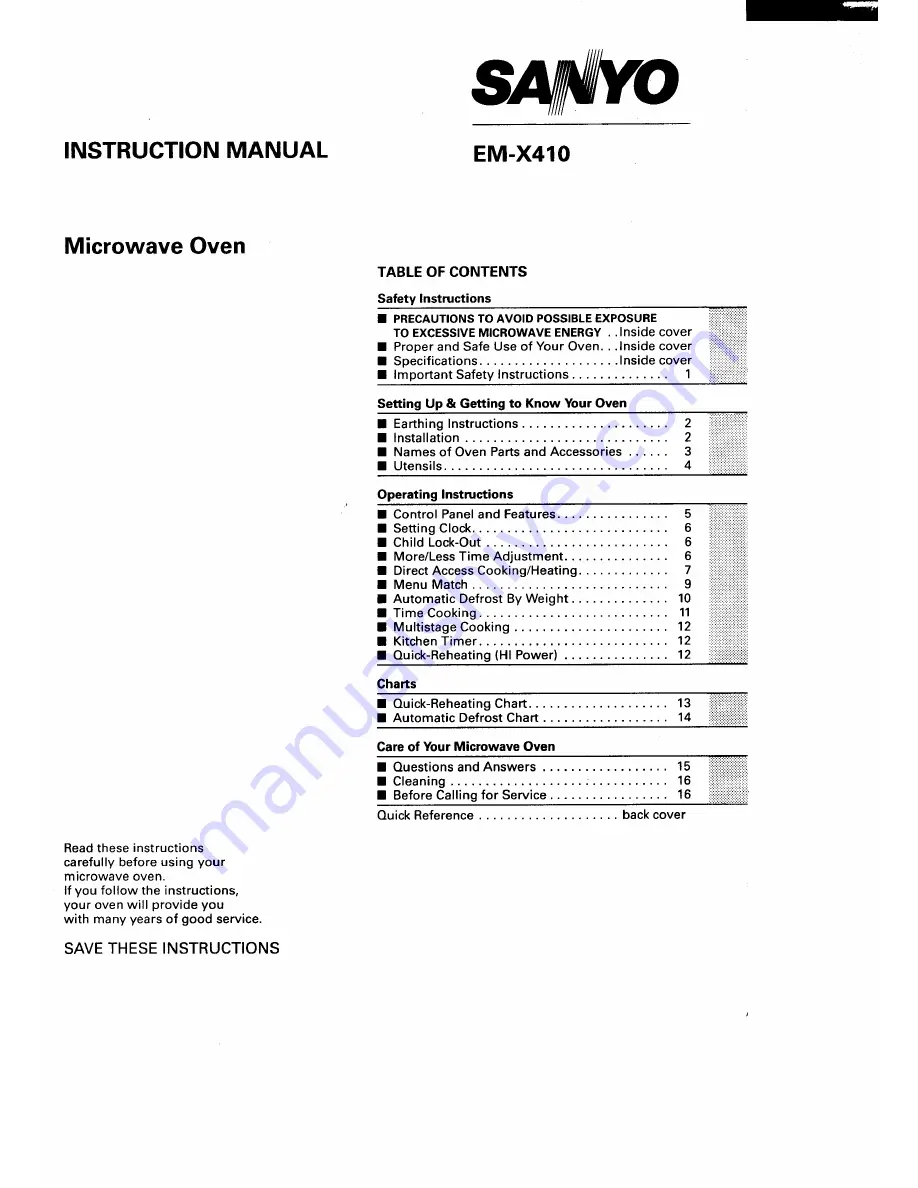 Sanyo EM-X410 Instruction Manual Download Page 1