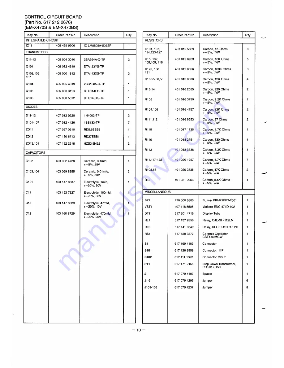 Sanyo EM-X410S Supplement Of Service Manual Download Page 11