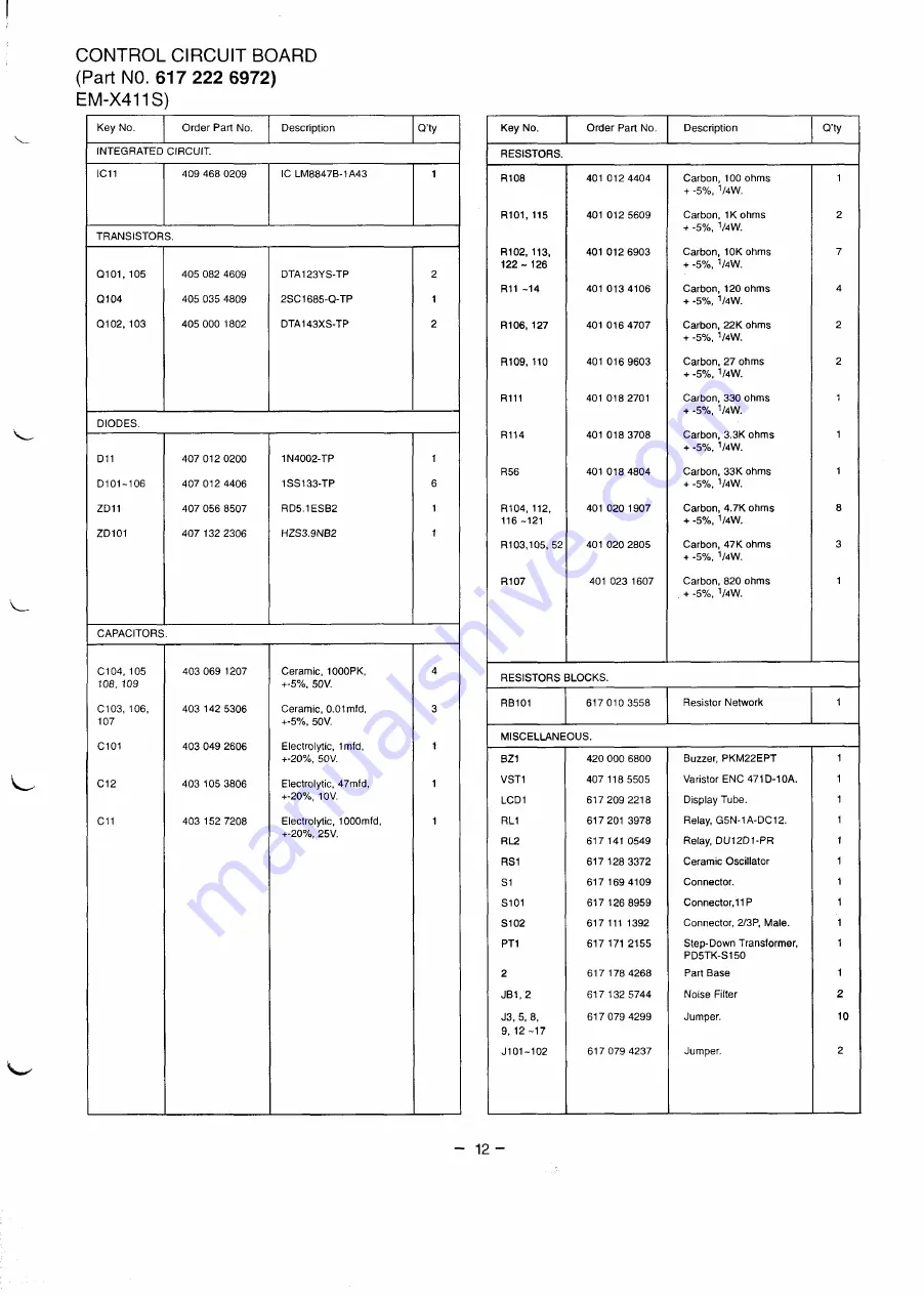 Sanyo EM-X411S Supplement Of Service Manual Download Page 14