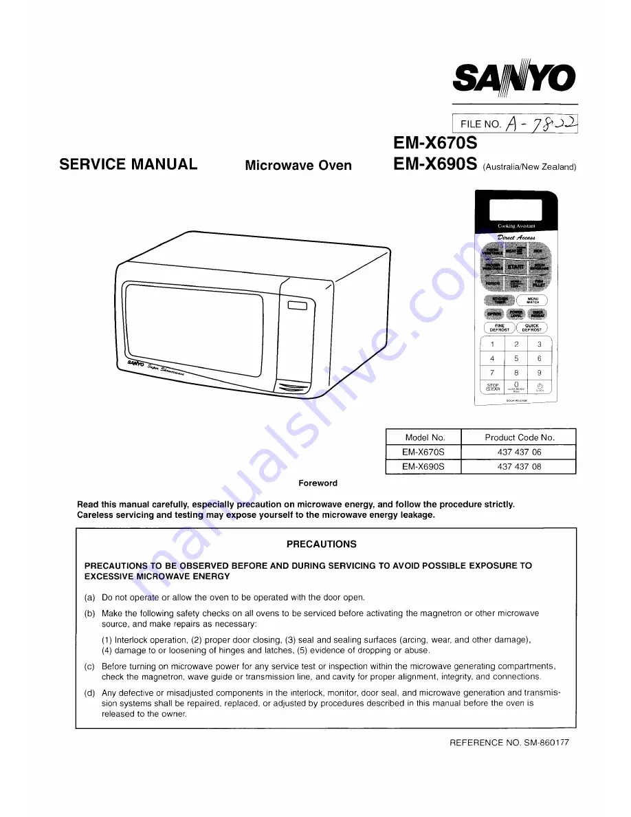 Sanyo EM-X670S Service Manual Download Page 1