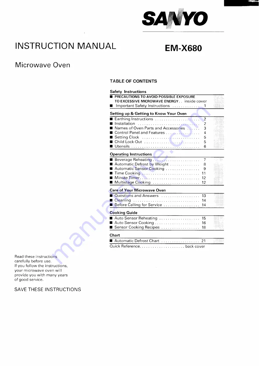 Sanyo EM-X680 Instruction Manual Download Page 1