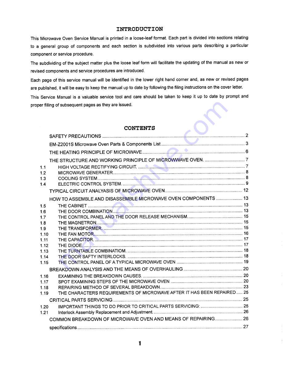 Sanyo EM-Z2001S Service Manual Download Page 2