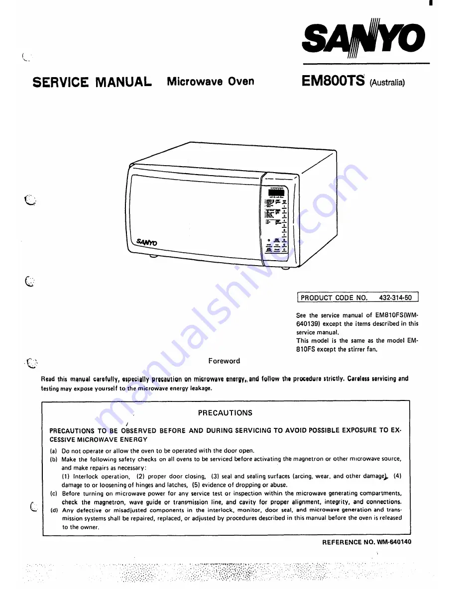 Sanyo EM800TS Service Manual Download Page 1