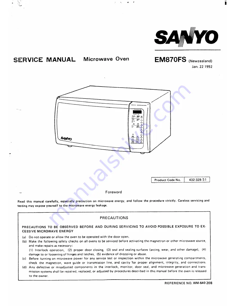 Sanyo EM870FS Скачать руководство пользователя страница 1