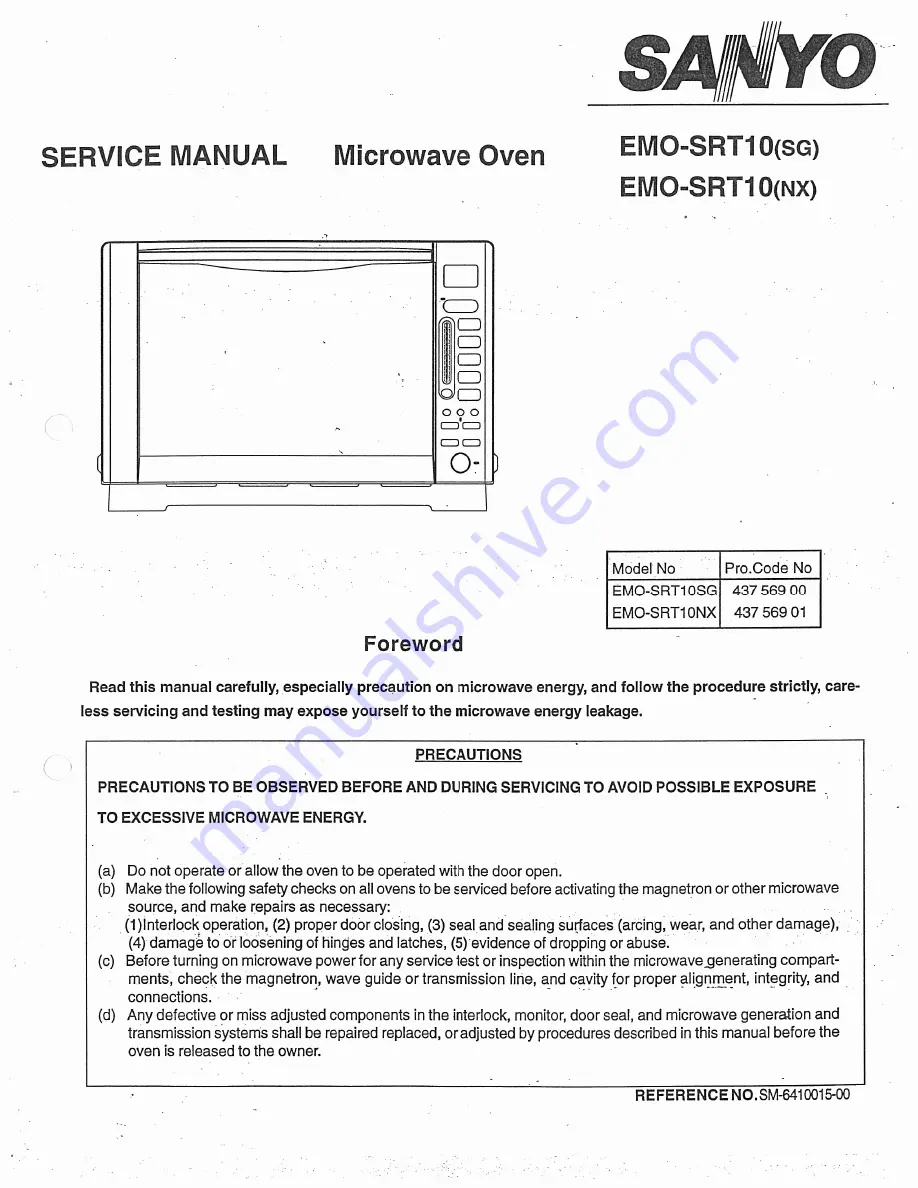 Sanyo EMO-SRT10NX Service Manual Download Page 1