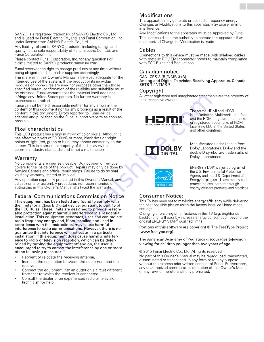 Sanyo FW24E05F Owner'S Manual Download Page 5