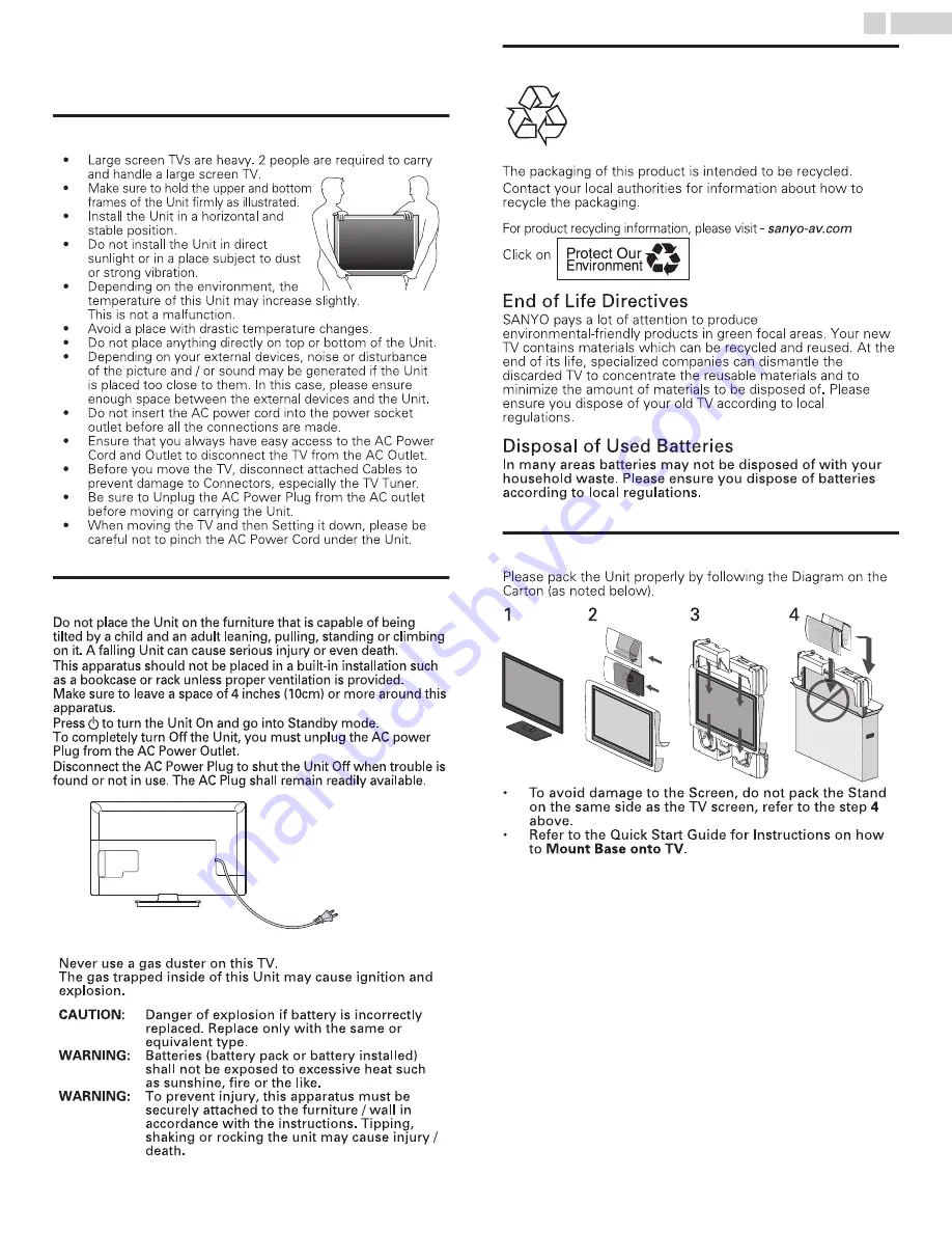 Sanyo FW24E05F Owner'S Manual Download Page 6