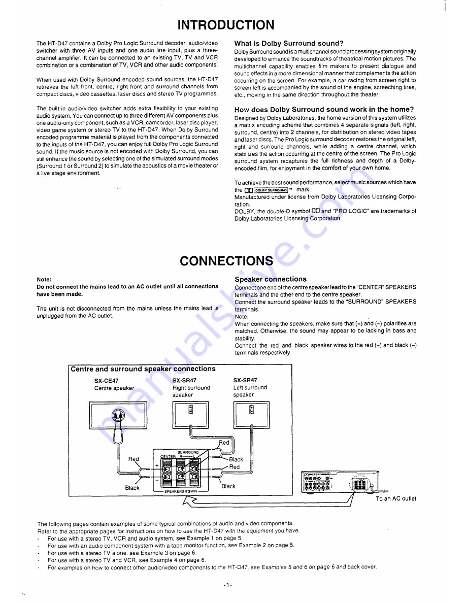 Sanyo HT-D47 Instruction Manual Download Page 2