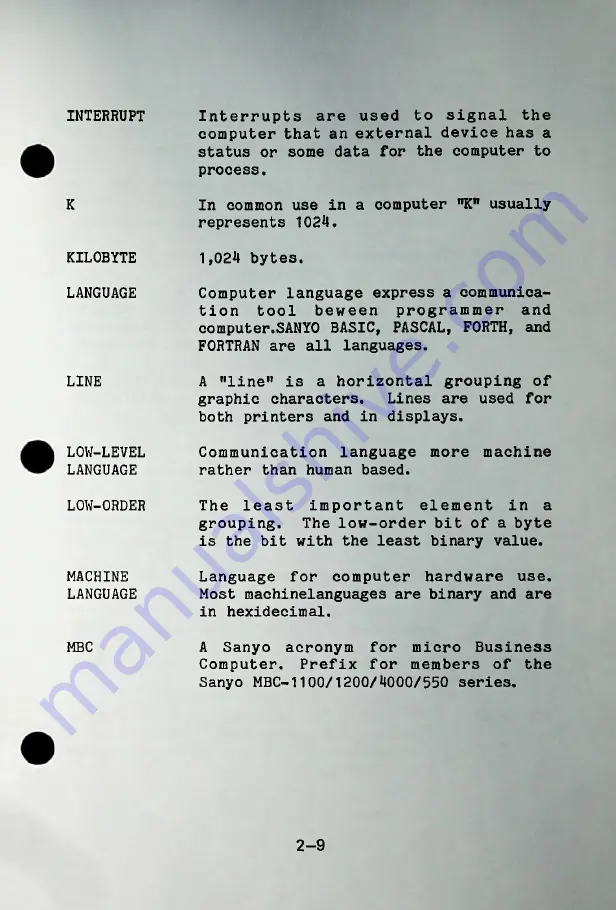 Sanyo MBC-550 Series User Manual Download Page 58