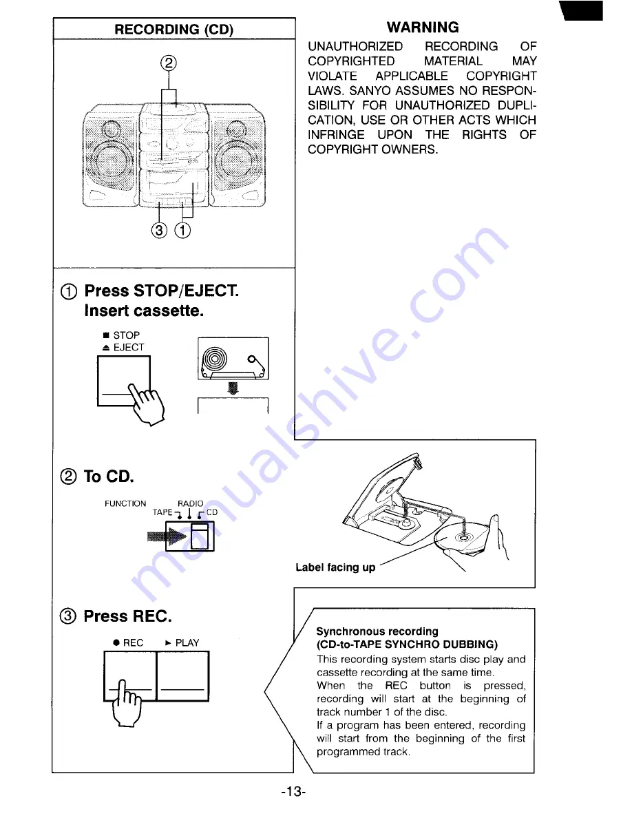 Sanyo MCD-S665F Instruction Manual Download Page 14