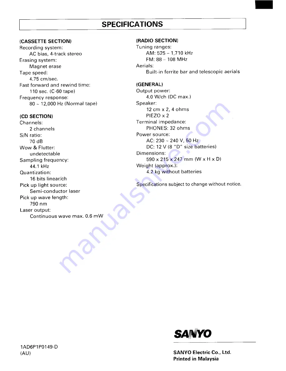 Sanyo MCD-Z18F Instruction Manual Download Page 16