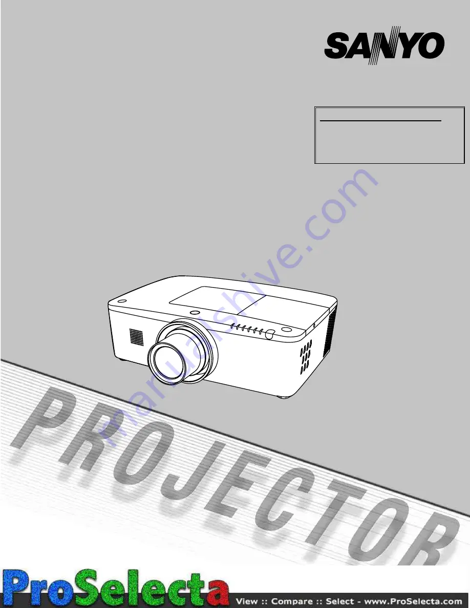 Sanyo PLC-XM80 Owner'S Manual Download Page 1