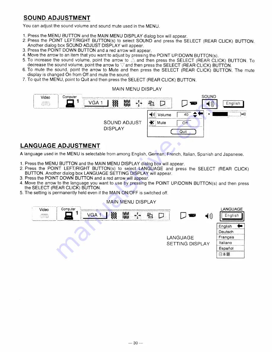 Sanyo PLC-XP10N Скачать руководство пользователя страница 30