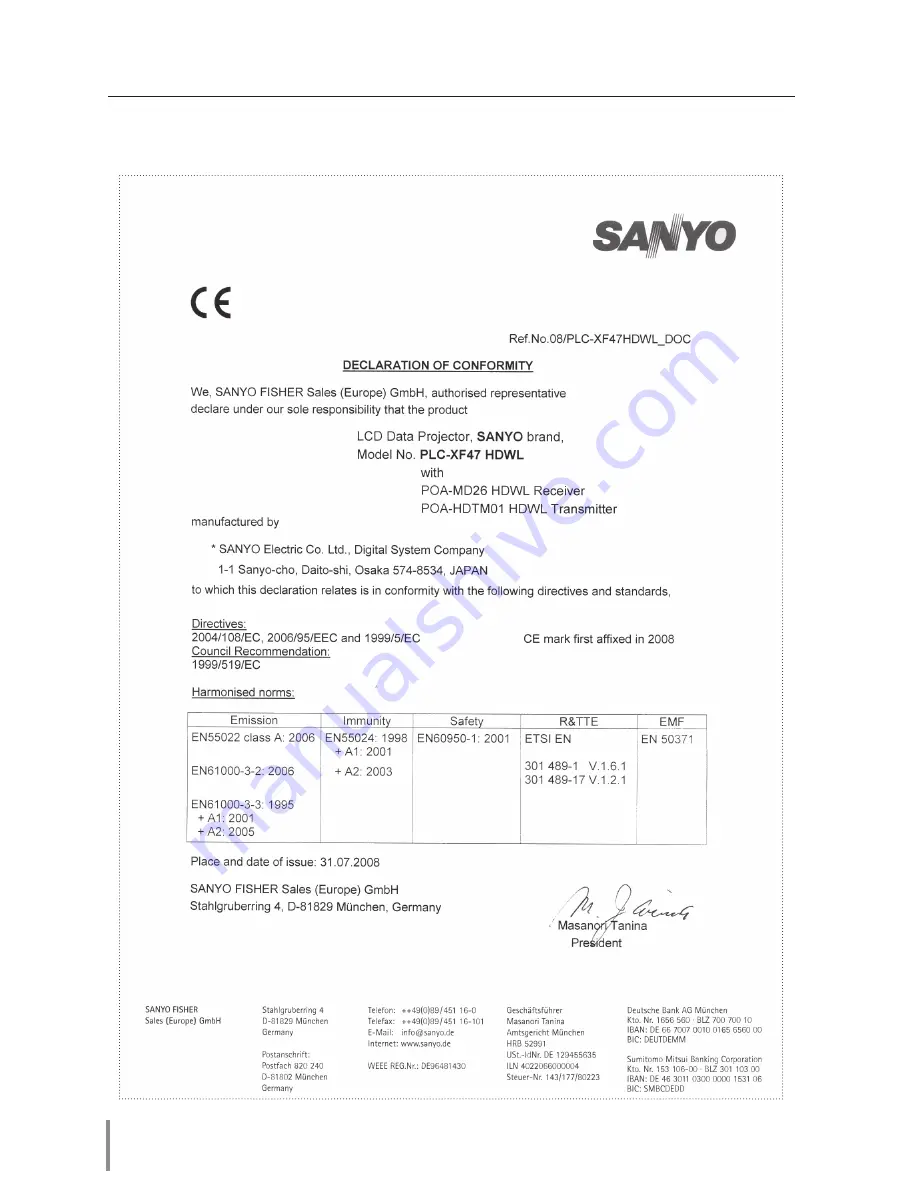 Sanyo POA-HDTM01 Owner'S Manual Download Page 10