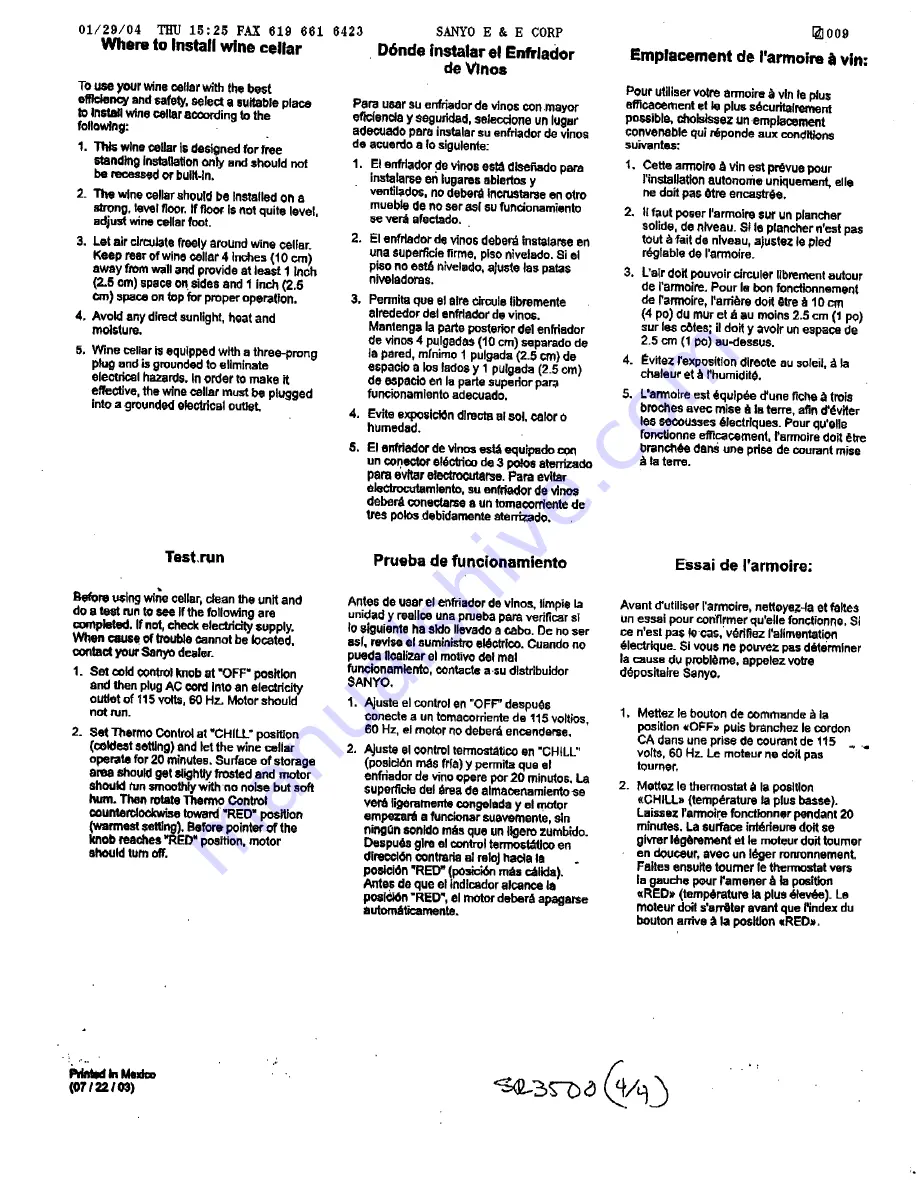 Sanyo SR-3500 Instruction Manual Download Page 4