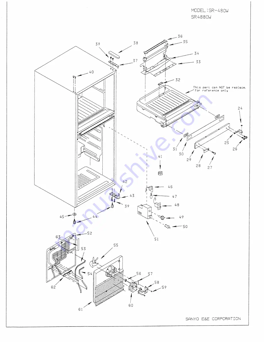 Sanyo SR-4800W - Commercial Solutions Freezerless Compact Refrigerator Service Parts List Download Page 8