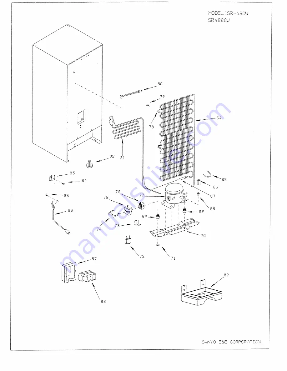 Sanyo SR-4800W - Commercial Solutions Freezerless Compact Refrigerator Service Parts List Download Page 9