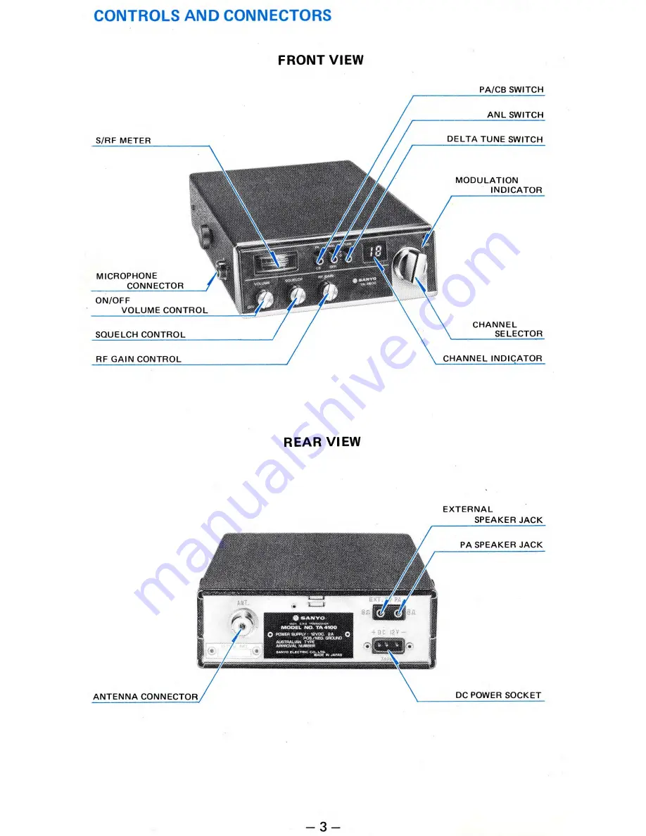 Sanyo TA 4100 Operating Instructions Manual Download Page 4