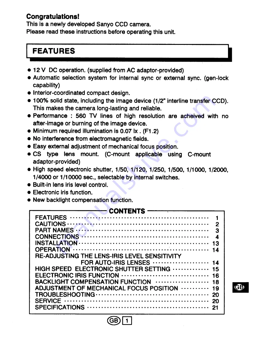 Sanyo VCB-3512P Instruction Manual Download Page 2