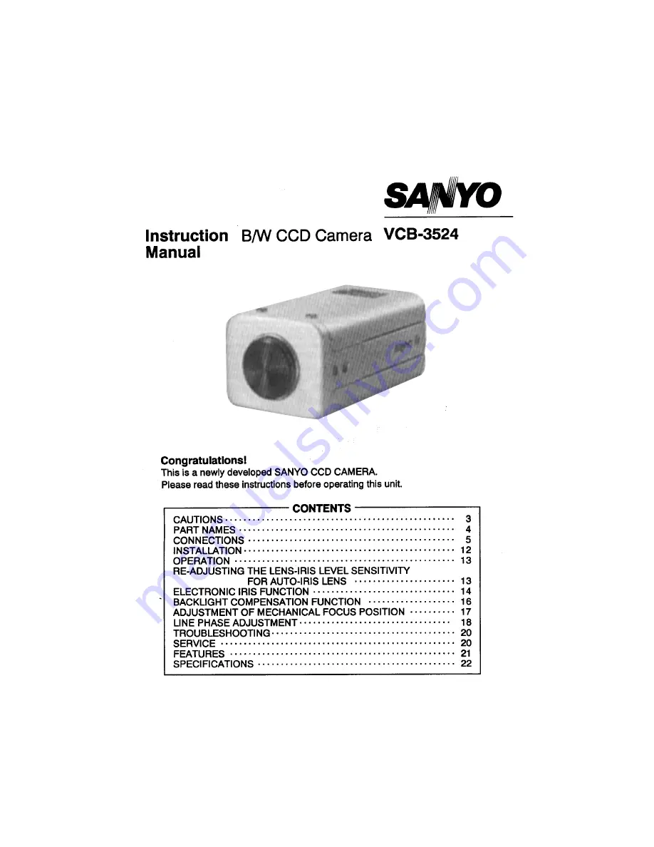 Sanyo VCB-3524 Instruction Manual Download Page 1